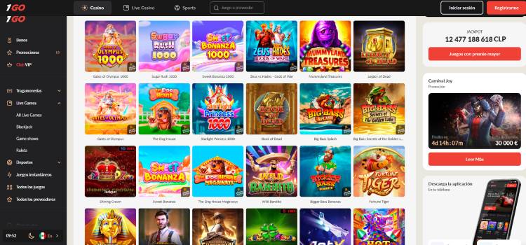 El catálogo de juegos de 1Go casino