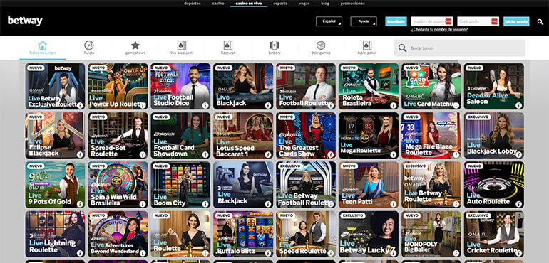 Betway casino en vivo